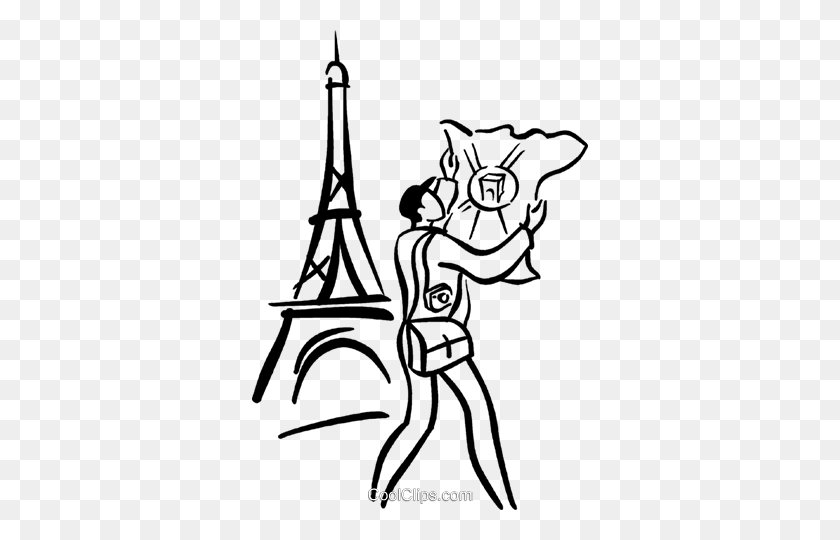 336x480 Турист В Париже Роялти Бесплатно Векторные Иллюстрации - Парижский Клипарт Бесплатно