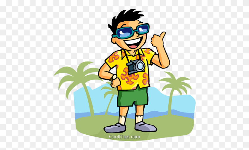 480x448 Tourist With Camera Royalty Free Vector Clip Art Illustration - Tourist PNG