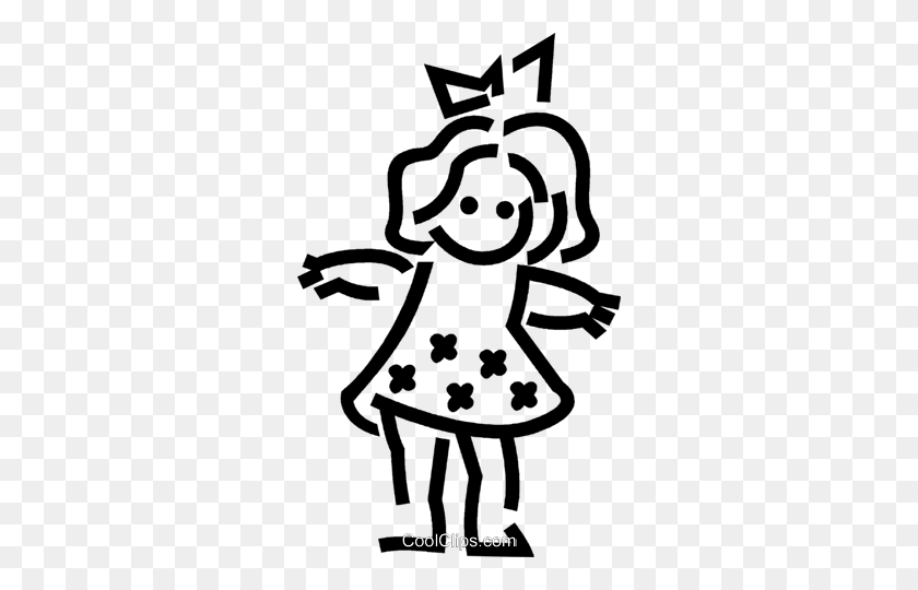 296x480 Toy Doll Royalty Free Vector Clip Art Illustration - Doll Clipart Black And White