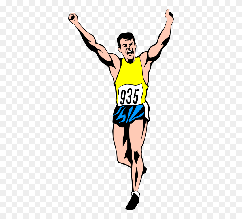 367x700 Track Meet Runner Wins Race - Track Runner Clip Art