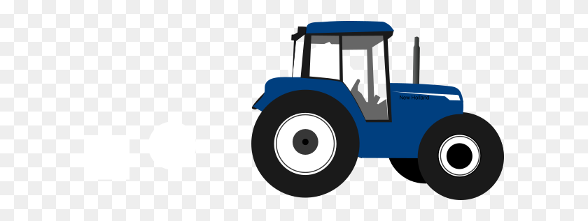 600x257 Tractor Blue Clip Art - Tractor PNG