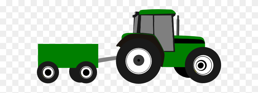 600x243 Tractor With Wagon Clipart - Old Tractor Clipart