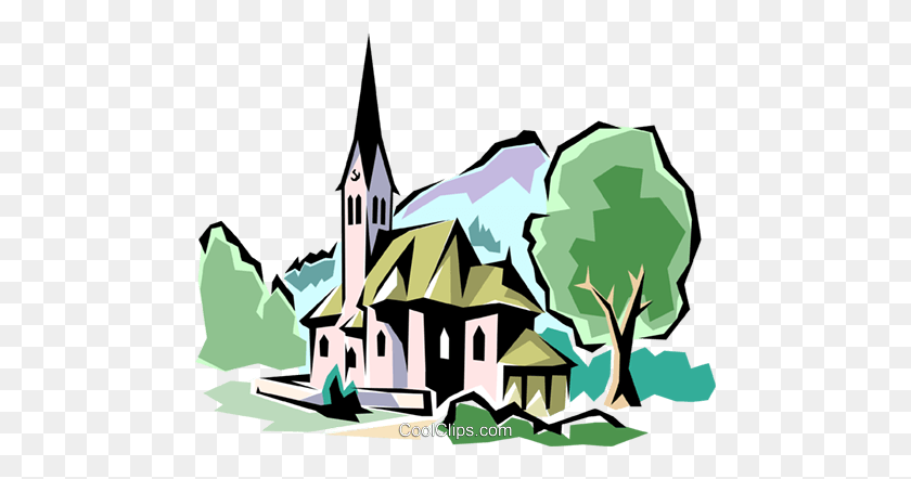 480x382 Traditional Church Royalty Free Vector Clip Art Illustration - Free Religious Images Clipart