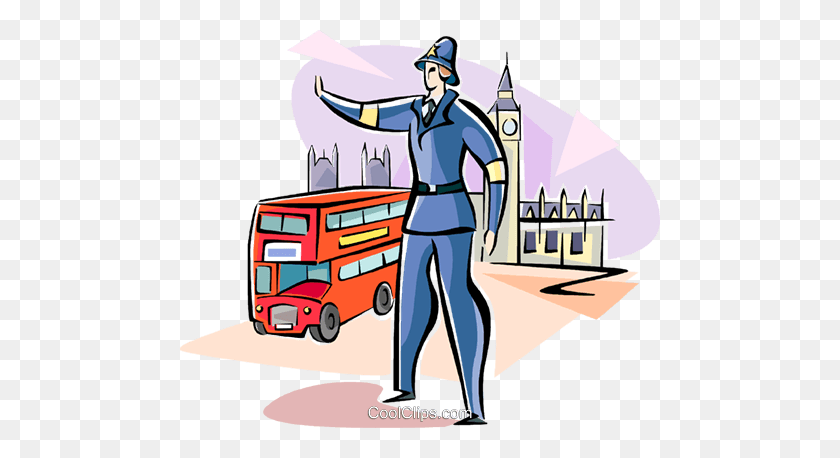 480x398 Traffic Officer In London Royalty Free Vector Clip Art - London Clipart