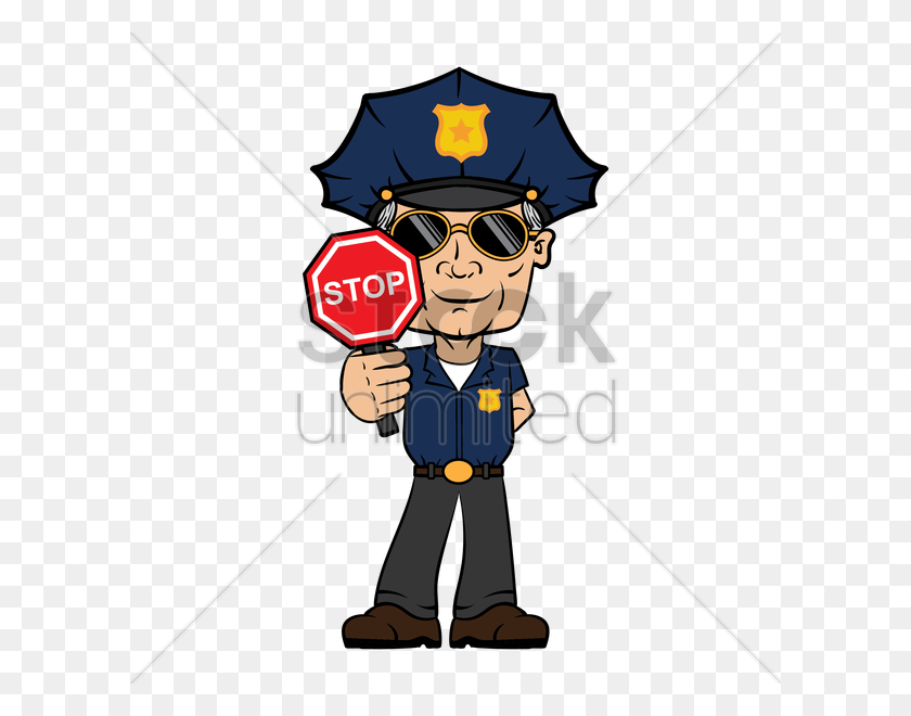 600x600 Traffic Policeman With Stop Signboard Vector Image - Policeman PNG