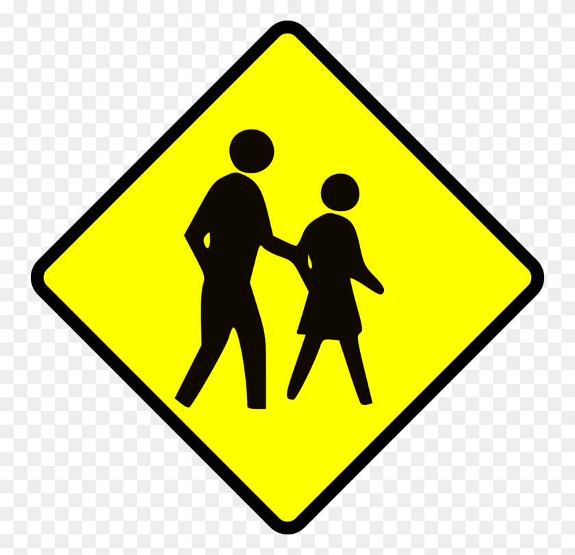 750x750 Traffic Sign Pedestrian Crossing Warning Sign - Traffic Signal Clipart