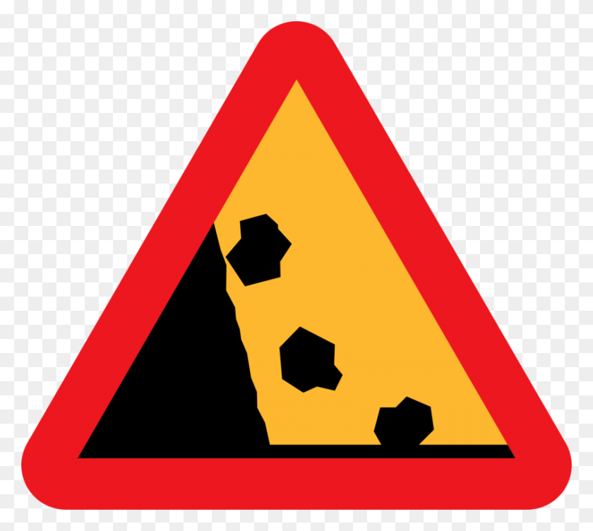 845x750 Traffic Sign Rock Warning Sign - Straight Road Clipart