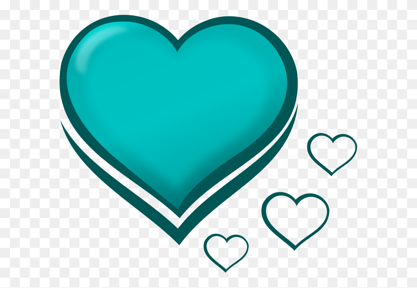 600x521 Tranquil Teal Heart - Small Heart PNG