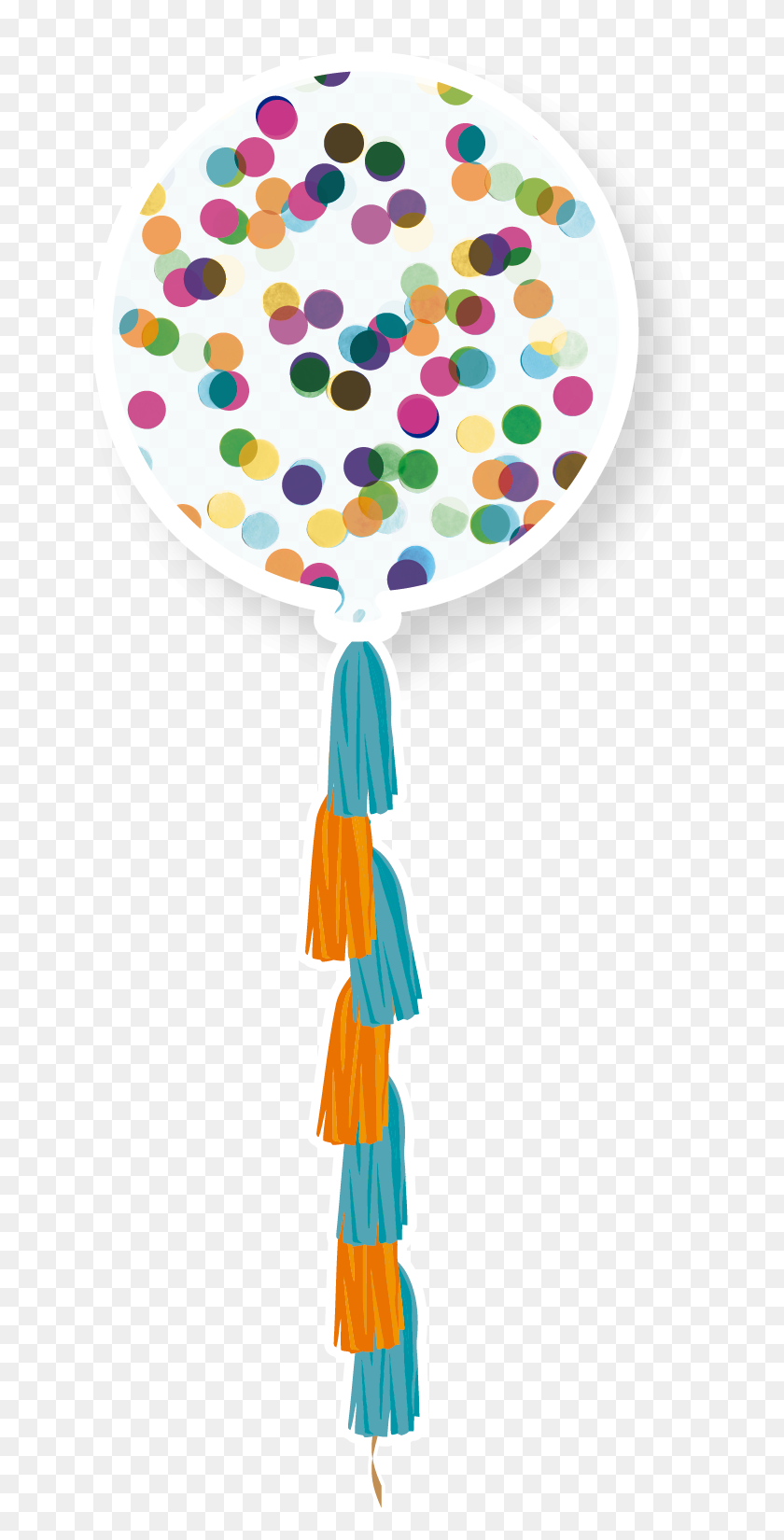 706x1590 Transparent Balloon W Confetti Tassle - Tassel Garland Clipart