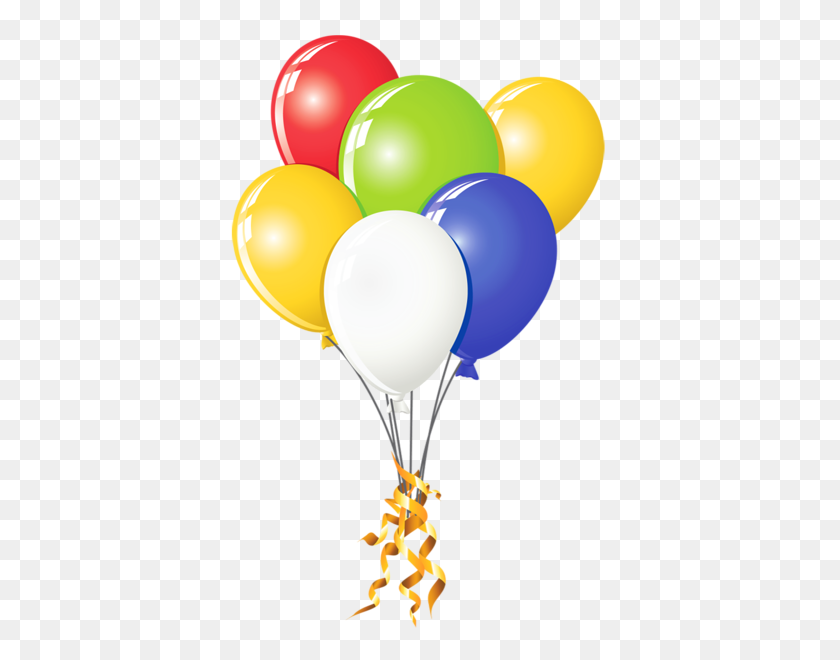 382x600 Transparent Balloons Multi Color Clipart Balloons - Feliz Cumpleanos Clipart