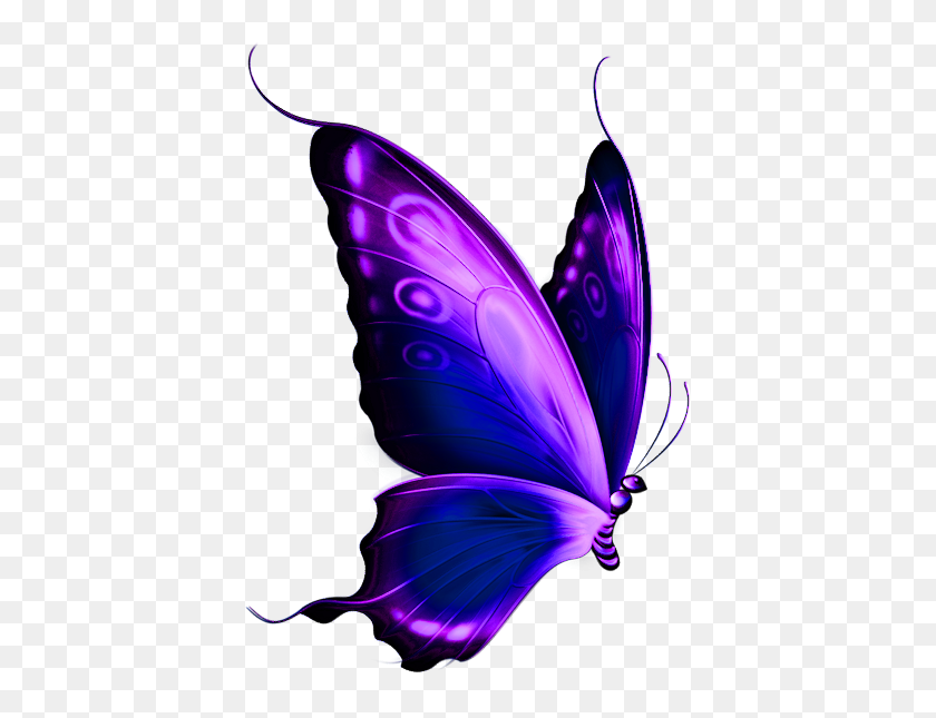 433x585 Transparent Blue And Purple Deco Butterfly Png Clipart Tattoos - Yellow Butterfly PNG