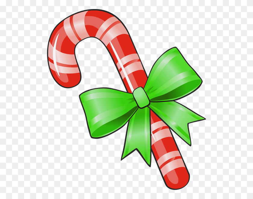 528x600 Transparent Christmas Candy Cane With Green Bow Png Clipart New - Green Bow PNG