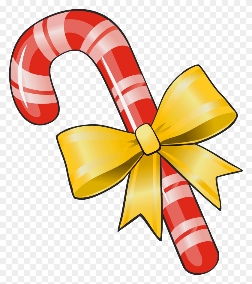 1502x1708 Transparent Christmas Candy Cane With Yellow Bow Png Clipart - Sheriff Clipart
