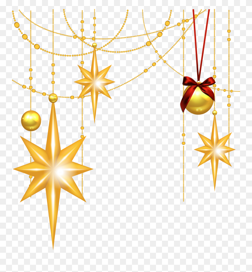 4861x5264 Transparent Christmas Gold Stars And Ornament Gallery - Gold Star PNG