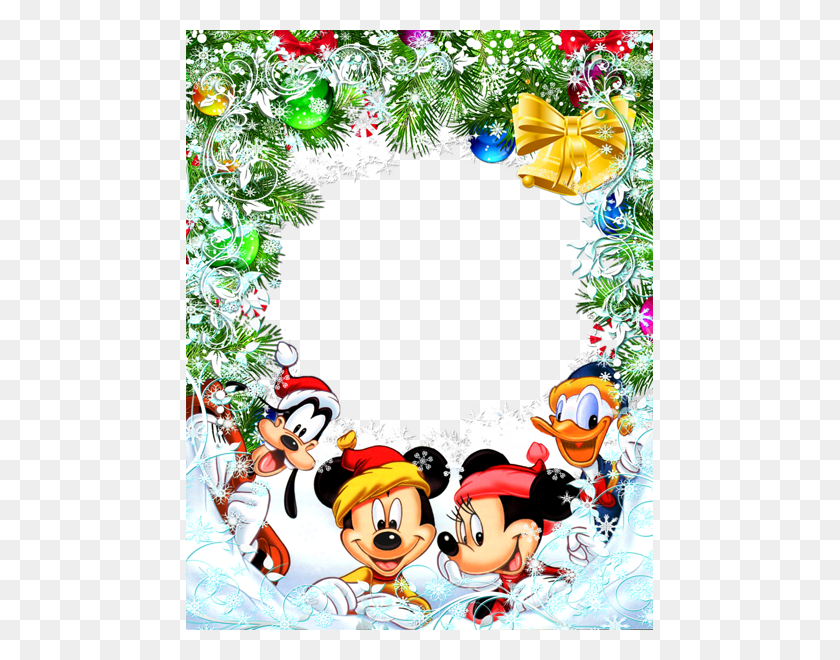 467x600 Marco Transparente De Estrella Navideña Con Mickey Mouse Y Sus Amigos - Marco De Amigos Clipart