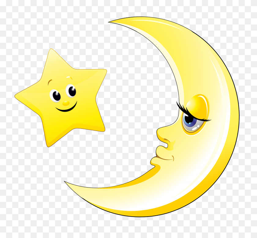 5632x5190 Transparent Cute Moon And Star Clipart Picture Text Stickers - Moon Clipart Transparent
