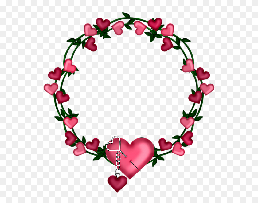 600x600 Transparent Frame Wreath With Hearts Clipart Frame - Rustic Wreath Clipart