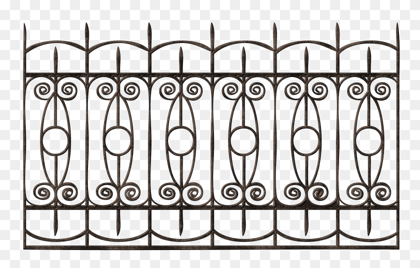 2854x1742 Transparent Ornamental Iron Fence Png Gallery - Railing PNG