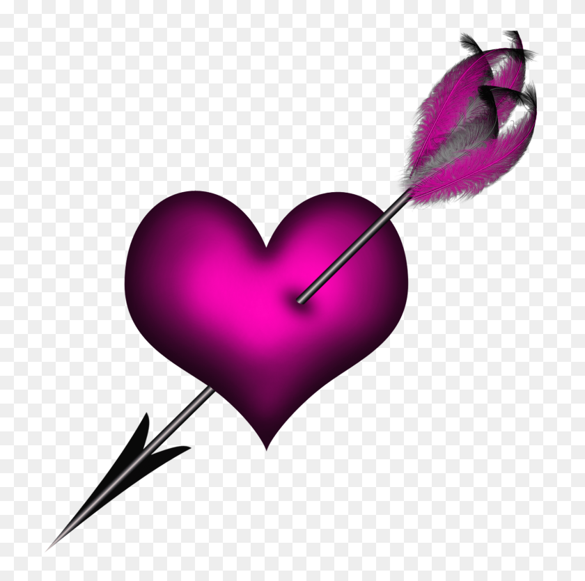 1537x1528 Transparent Pink Heart With Arrow Png Clipart Purple - Heart Arrow PNG