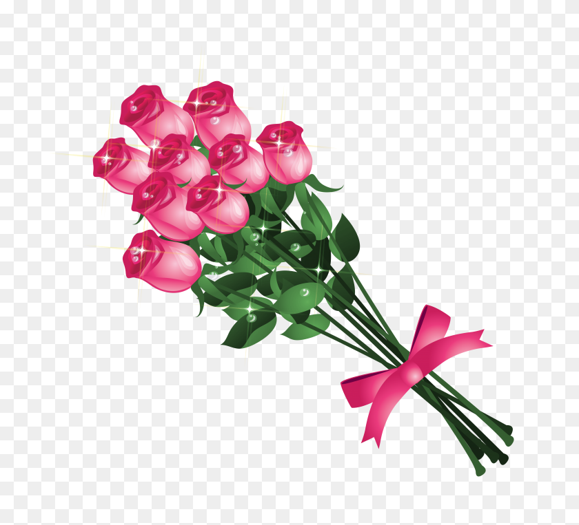 5747x5185 Ramo De Rosas De Color Rosa Transparente Png Clipart Gallery - Ramo De Rosas Clipart