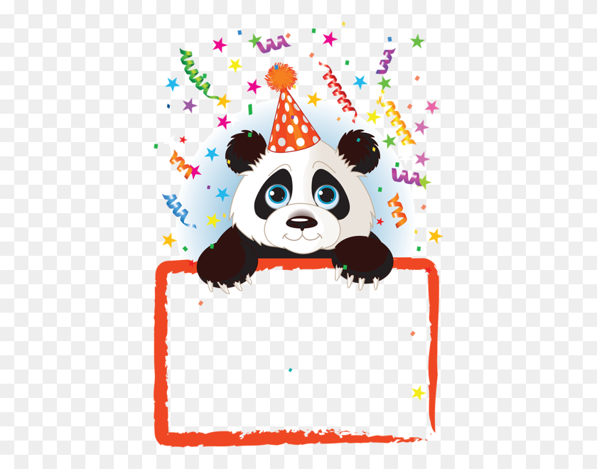 409x600 Transparent Png Kids Panda Party Red Frame Birthday Cards - Red Frame PNG