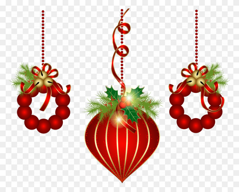817x647 Transparent Red Christmas Ornaments Png Clipart - Christmas Decor PNG