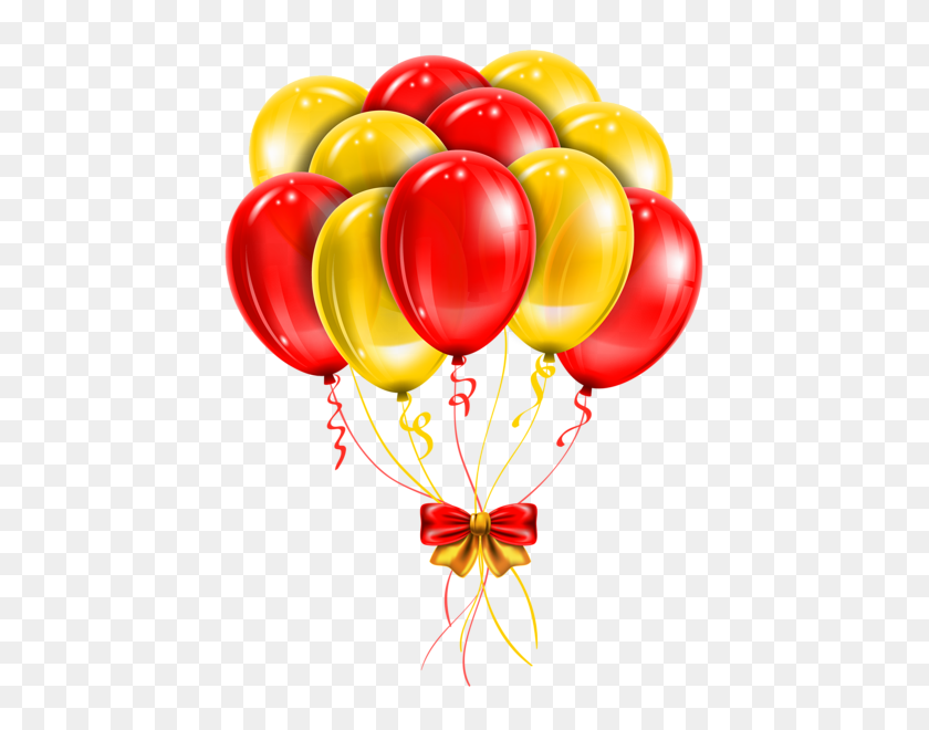 464x600 Transparent Red Yellow Balloons Png Picture Clipart Happy - Globos De Cumpleanos PNG