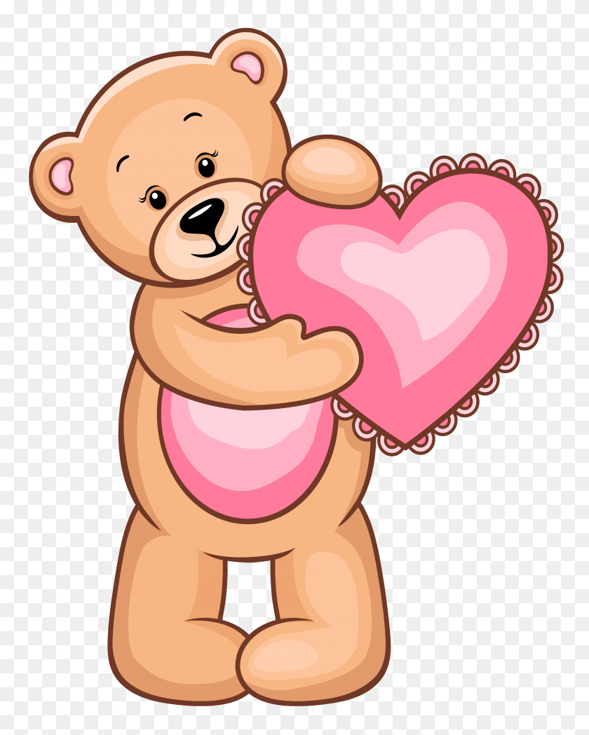 3349x4244 Transparent Teddy Bear With Pink Heart Png Gallery - Teddy Bear Clip Art
