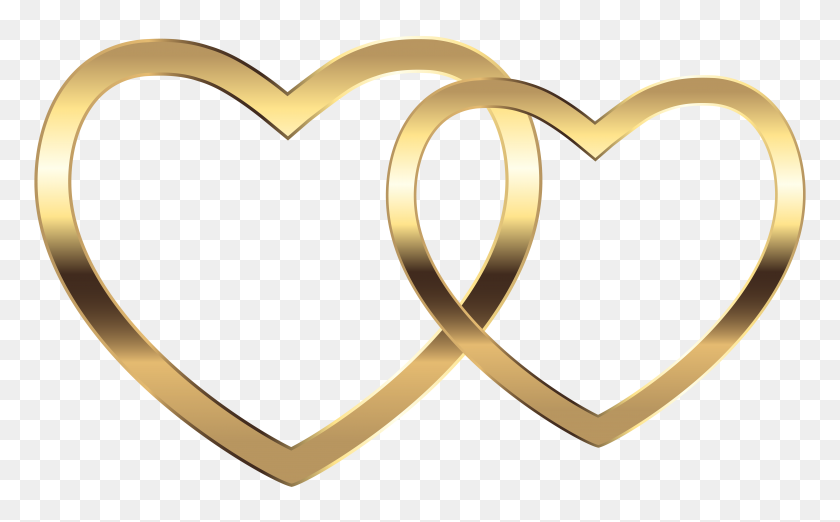 8000x4740 Transparent Two Gold Hearts Png Clip Art Gallery - Transparent Heart PNG