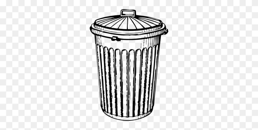 256x366 Trash Can Clipart - Garbage Can PNG