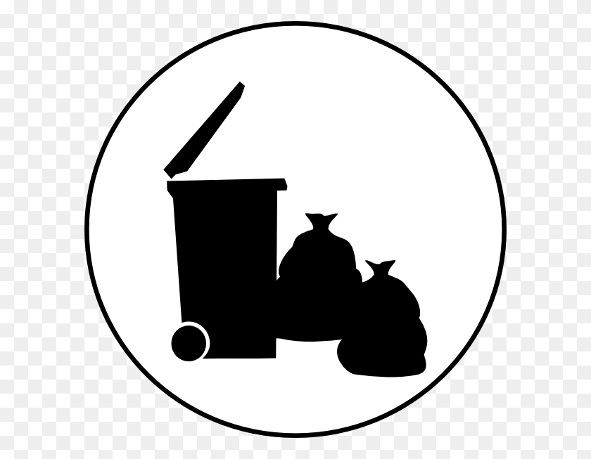 600x593 Trash Clipart Vector - Trash Can Clipart Black And White