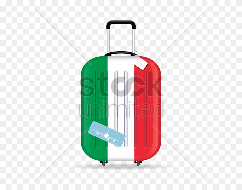 600x600 Maleta De Viaje Con La Bandera De Italia Imagen Vectorial - Reclamo De Equipaje Clipart