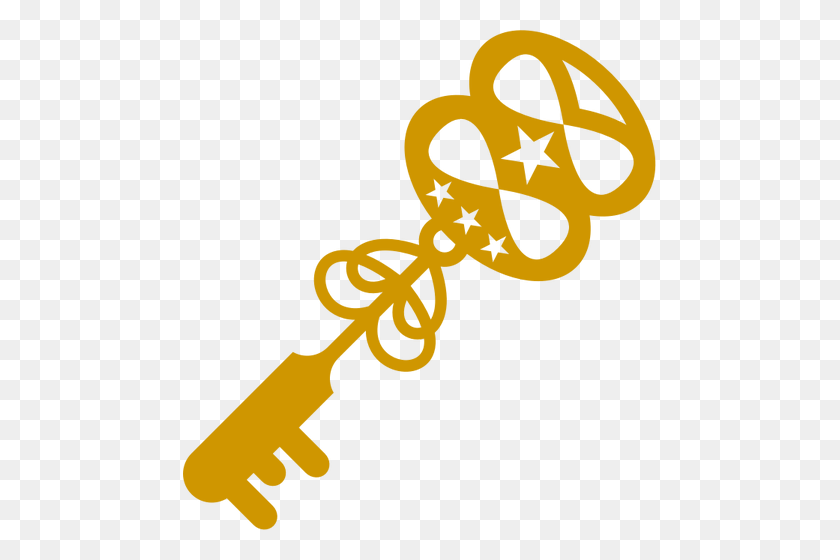 473x500 Treasure Key Vector Clip Art - Old Key Clipart