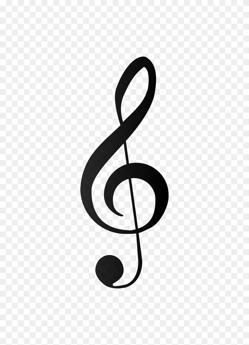 1697x2400 Векторный Клипарт Изображение Скрипичного Ключа - Музыкальная Нота Черно-Белый Клипарт