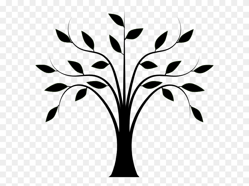 600x569 Дерево Рисунок Клипарт Картинки - Яблоня Клипарт Черный И Белый