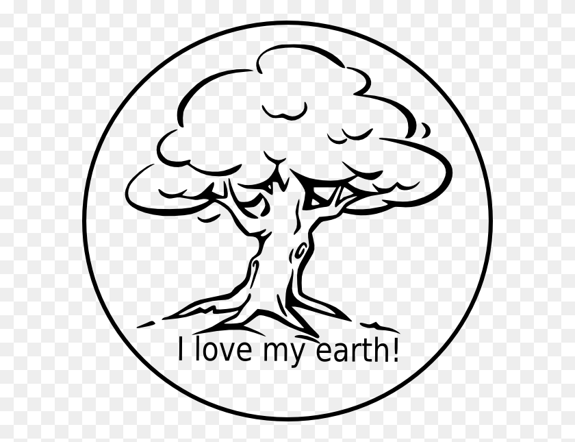 600x585 Tree Earth Black White Clipart - Solar System Clipart Black And White