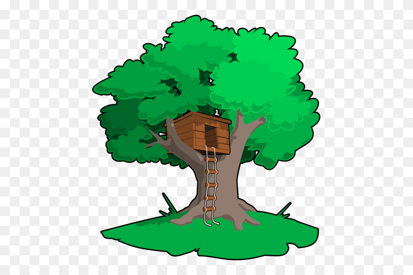 465x500 Tree House Vector Illustration - House Vector PNG