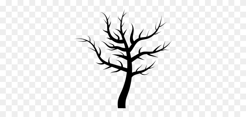 335x340 Tree Silhouette Trunk Oak Download - Oak Tree Clipart Black And White