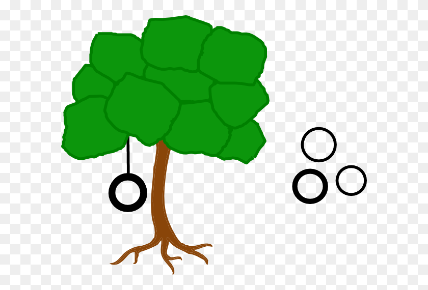 600x510 Tree Solid Color With Tire Swing Clip Art - Tire Swing Clipart