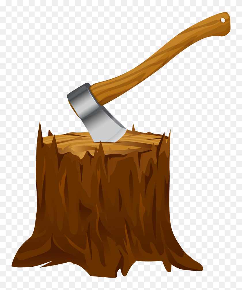 4117x5000 Tree Stump With Axe Clipart Png - Axe PNG