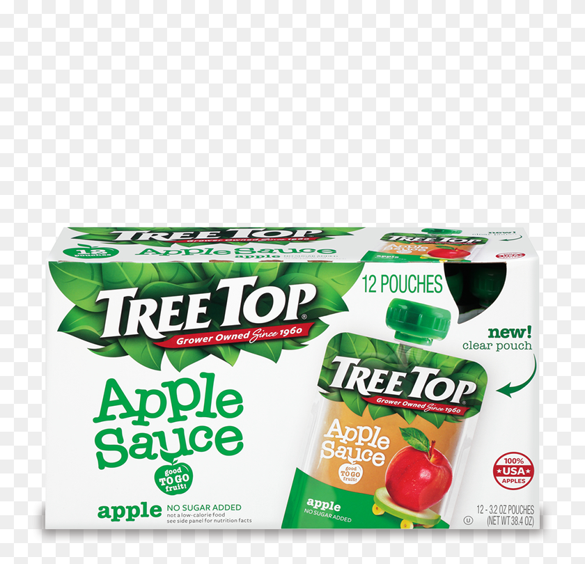 750x750 Tree Top No Sugar Added Apple Sauce Pouch Pack - Nutrition Facts PNG