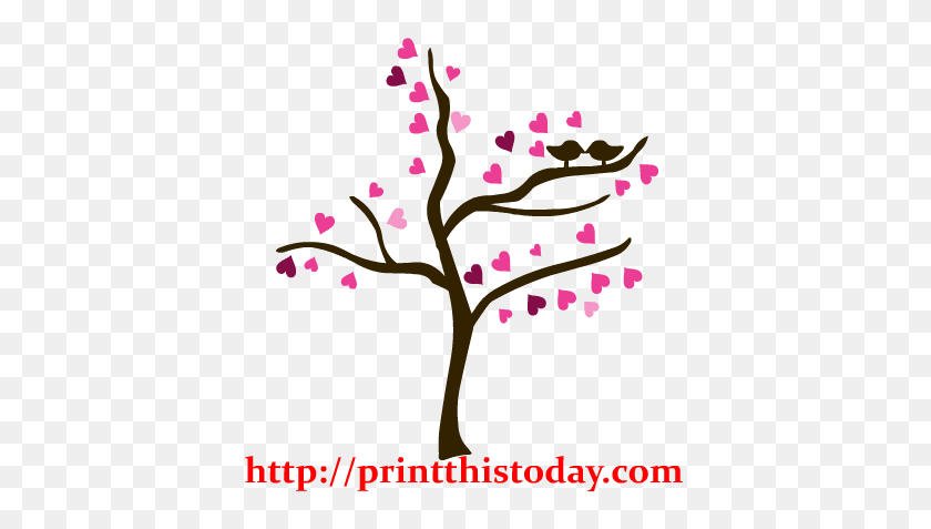 417x417 Tree With Heart - Cherry Blossom Clipart