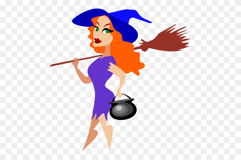 500x500 Trendy Witch Vector Image - Trendy Clipart