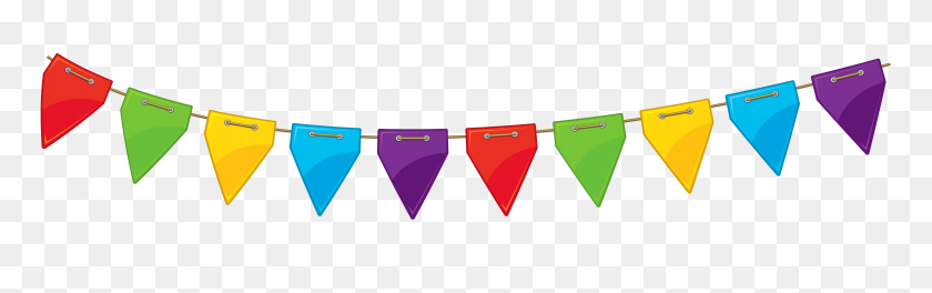 7769x2040 Triangle Clipart Streamer - Party Streamers Clipart