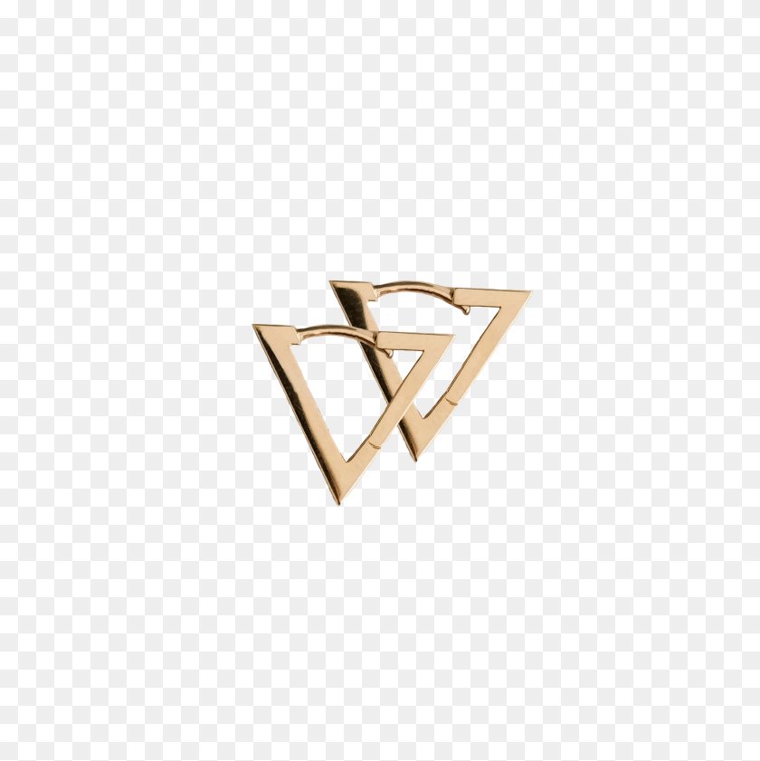 1973x1978 Triangle Earrings Gold - Gold Triangle PNG