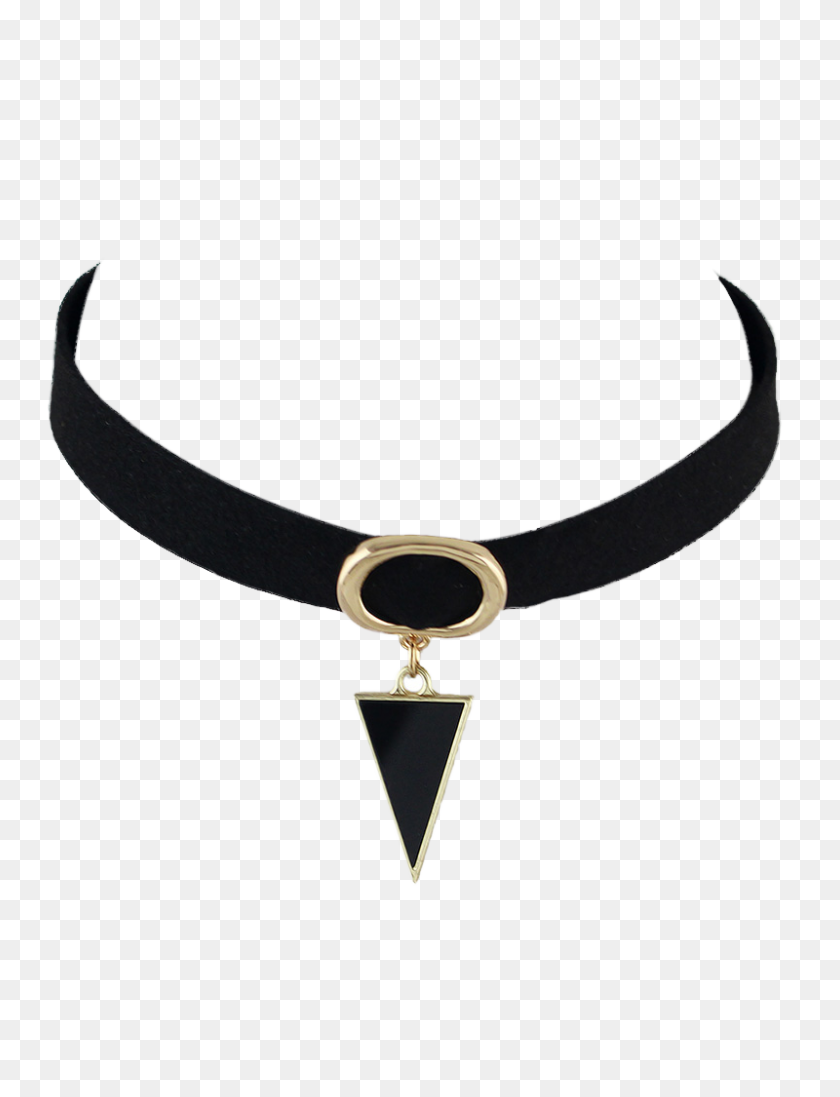 800x1064 Triangle Fake Gemstone Choker Necklace In Black - Choker PNG