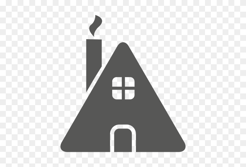 512x512 Triangle House With Smoke Chimney - Smoke Transparent Background PNG