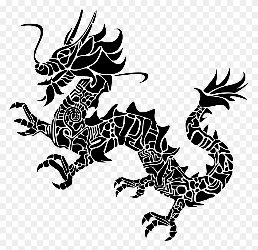2276x2202 Tribal Asian Dragon Silhouette Icons Png - Dragon Icon PNG