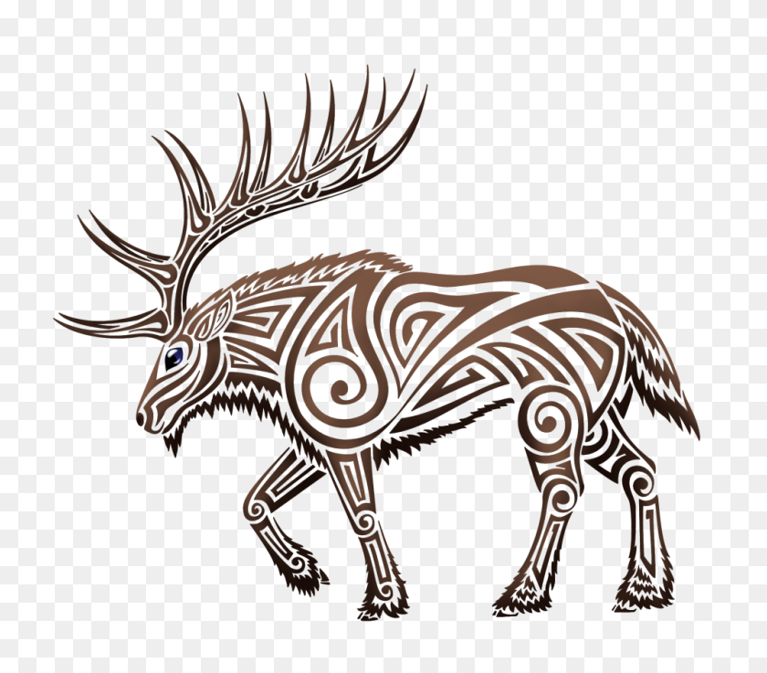 1000x868 Tribal Elk - Elk Head Clip Art