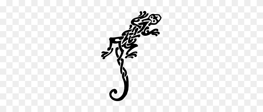 300x300 Tribal Lizard Gecko With Curly Tail Sticker - Gecko Clipart Black And White